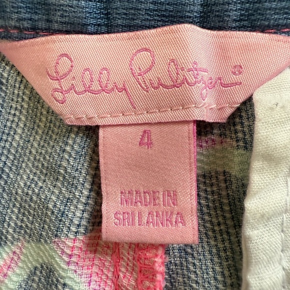 Lilly Pulitzer “Sri Lanka” Blue And Hot Pink Buttoned Shorts With Side Pockets - Picture 10 of 13